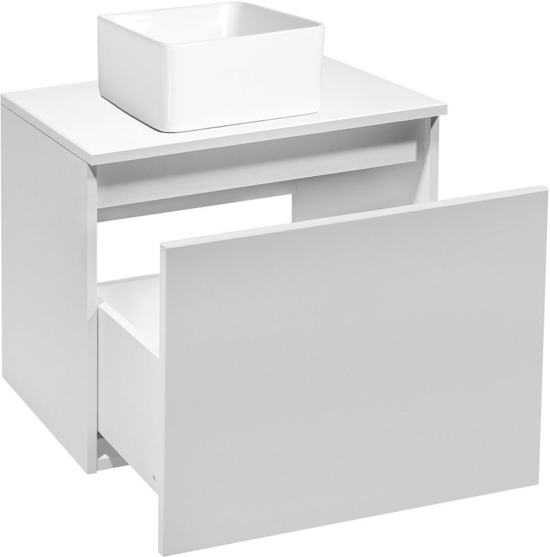 Тумба с раковиной Runo Бари 50 белая, раковина Uno 25