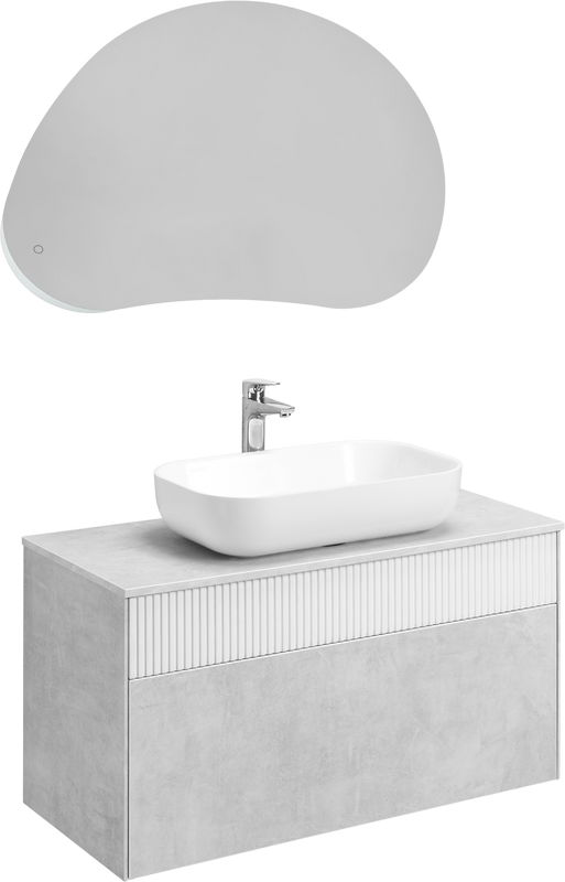 Мебель для ванной комнаты AQUATON Марбл 100 слэйт, белая матовая, раковина 1A73313KLK010