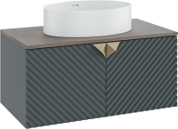 Тумба с раковиной Runo Андорра 85 графит, дуб коньячный, раковина Ovale 50