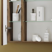 Зеркало-шкаф Sancos Mirror 80, с подсветкой, дуб чарльстон