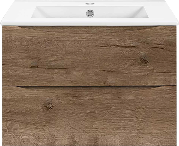 Тумба под раковину Vincea Mia Slim 60, подвесная, 2 ящика, дуб винтаж