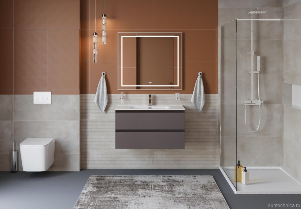 Тумба под раковину без столешницы BelBagno Kraft 100 подвесная, матовая темно-серая