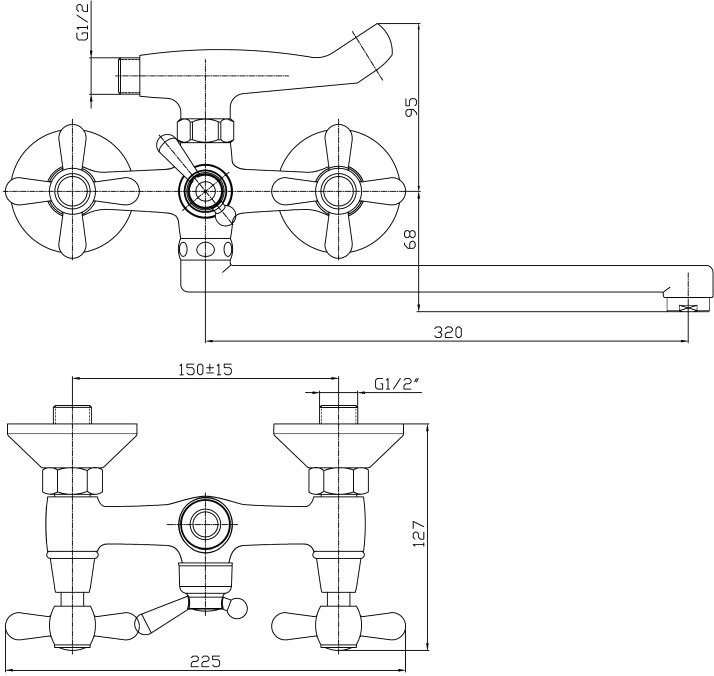 Смеситель с длинным изливом для ванны Haiba HB25 HB2125