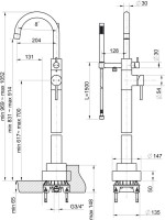 Напольный смеситель для ванны с душем Paini Cox 78PZ136LM