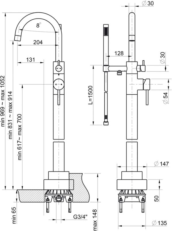 Напольный смеситель для ванны с душем Paini Cox 78PZ136LM