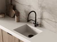 Смеситель для кухни Cersanit Живой (Vivo) 68218 с гибким изливом, матовый черный