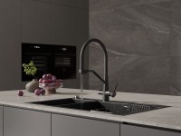 Смеситель для кухни Cersanit Живой (Vivo) 68218 с гибким изливом, матовый черный