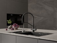 Смеситель для кухни Cersanit Живой (Vivo) 68218 с гибким изливом, матовый черный