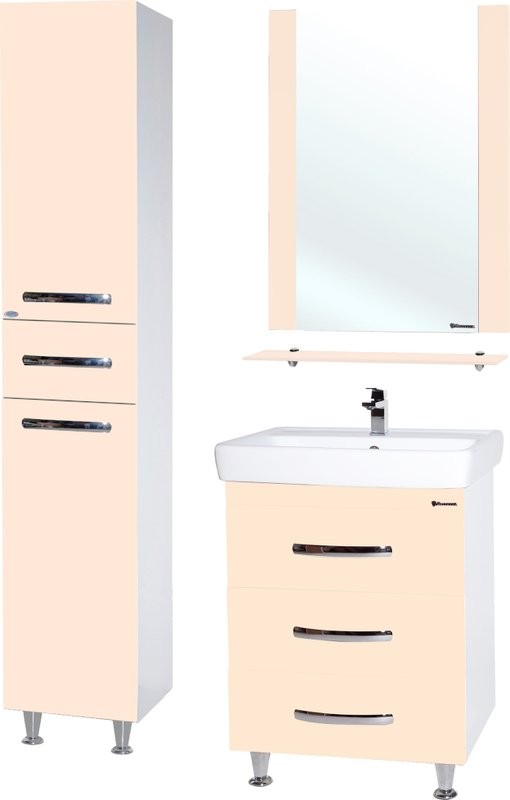 Зеркало Bellezza Рокко 80 бежевое, с полкой