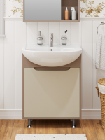 Тумба с раковиной Runo Эконова 60 напольная, какао-бежевая