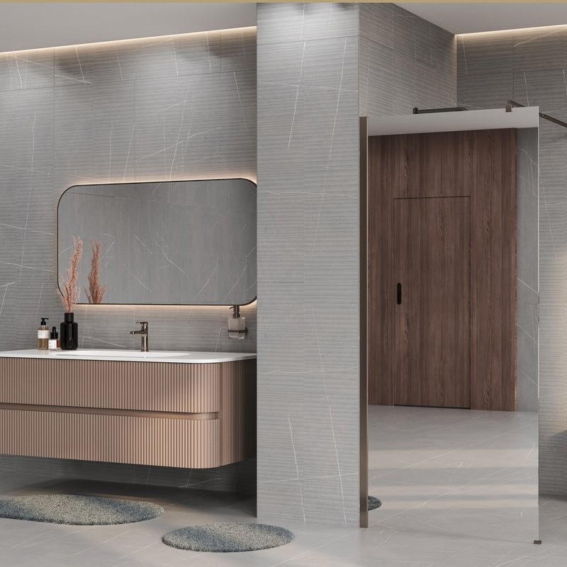 Душевая перегородка Wasserkraft Rur 30W 120 см, профиль никель, стекло зеркальное