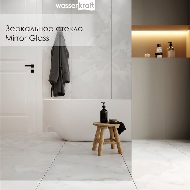 Душевая перегородка Wasserkraft Rur 30W 120 см, профиль никель, стекло зеркальное