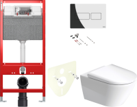 Комплект Унитаз подвесной Duravit D-Neo + Крышка 0021690000 с микролифтом + Звукоизоляция TECE Profil TECEprofil 9 200 010 + Инсталляция TECEprofil Uni 2.0 9300302 + Кнопка TECEsolid 9240431 хром + Крепления TECEprofil 9380014