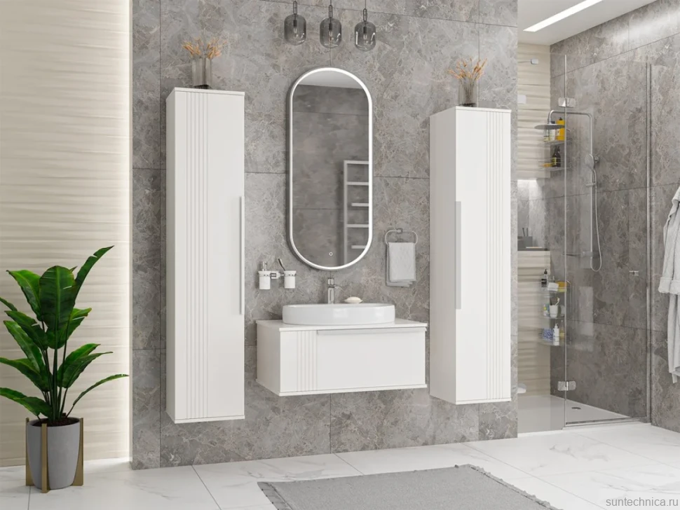 Шкаф пенал для ванной Brevita Savoy 35 универсальный, белый