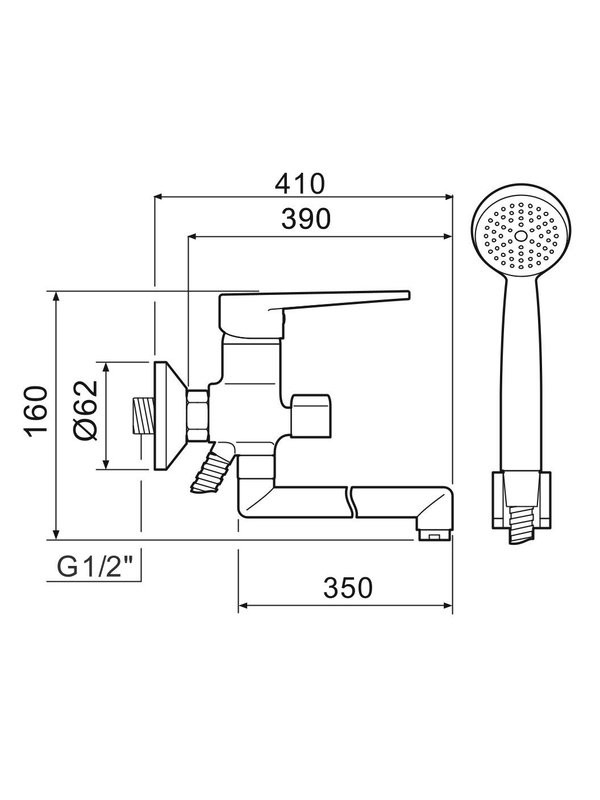 Смеситель с длинным изливом для ванны РМС SL52-006E-3