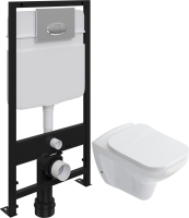 Комплект Унитаз подвесной STWORKI Дублин SETK3504-0605-001-1-6000 с микролифтом + Инсталляция EWRIKA ProLT 0026-2020 + Кнопка 0051 хром