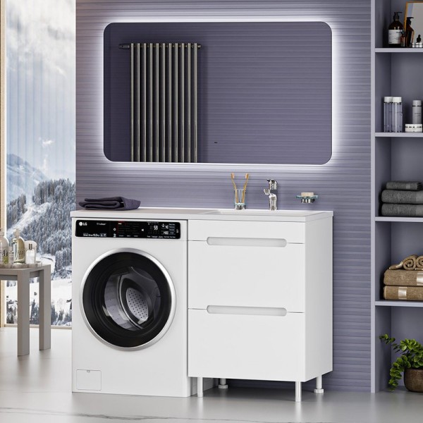 Мебель для ванной комнаты Misty Байкал 55 R для стиральной машины, белая