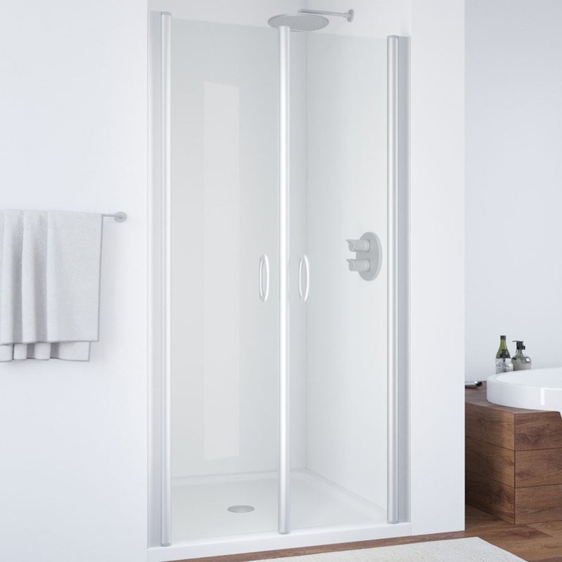Душевая дверь в нишу Vegas Glass E2P 75 07 01 профиль матовый хром, стекло прозрачное