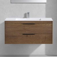 Тумба с раковиной Vincea Chiara 2D 100, 2 ящика, дуб табак, с белой раковиной