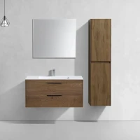 Тумба с раковиной Vincea Chiara 2D 100, 2 ящика, дуб табак, с белой раковиной