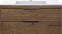 Тумба с раковиной Vincea Chiara 2D 100, 2 ящика, дуб табак, с белой раковиной