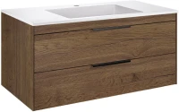 Тумба с раковиной Vincea Chiara 2D 100, 2 ящика, дуб табак, с белой раковиной