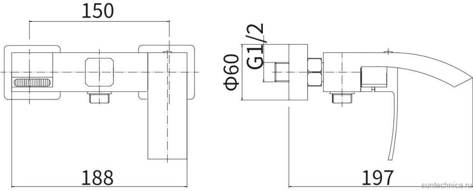 Смеситель для ванны с душем Fashun A53018 сатин