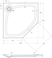 Поддон для душа Cezares Tray TRAY-S-P-100-56-W 100x100