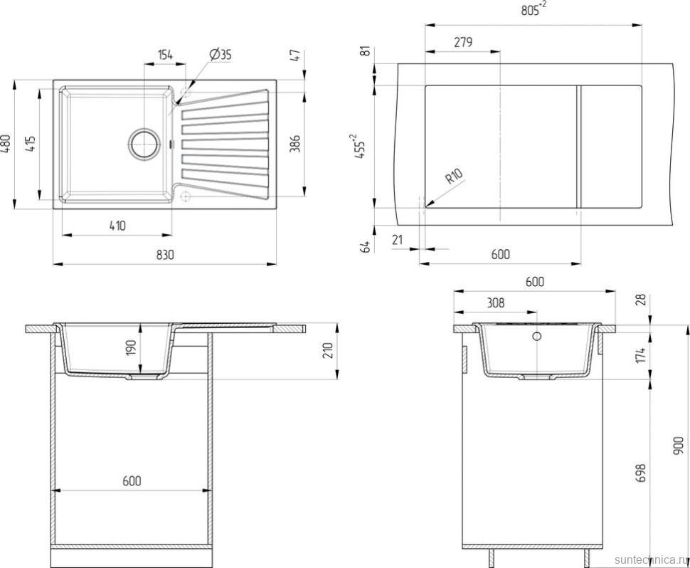 Мойка кухонная Ulgran U-703 -331 белая