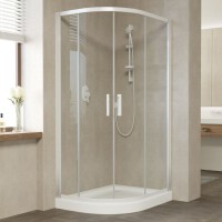 Душевой уголок Vegas Glass ZS-F 90*80 01 01 профиль белый, стекло прозрачное