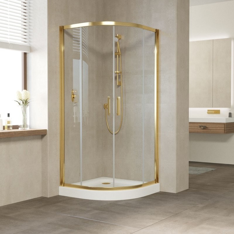 Душевой уголок Vegas Glass ZS Tur Novo 110 09 01 профиль золото, стекло прозрачное