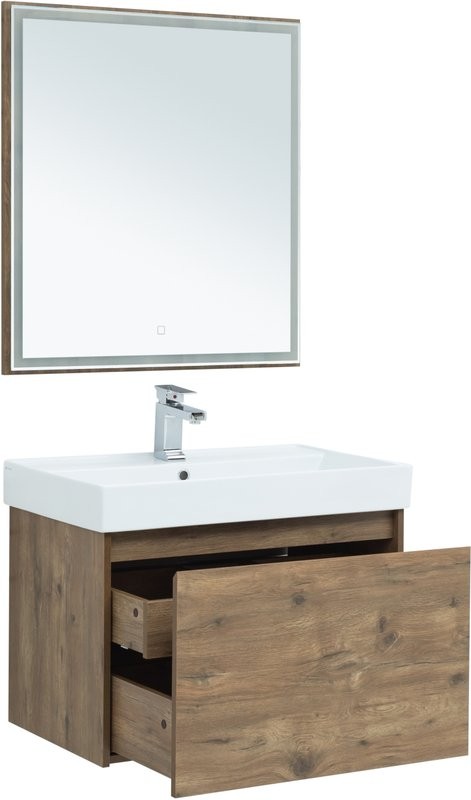 Тумба с раковиной Aquanet Nova Lite 75 дуб рустикальный, 1 ящик
