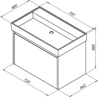 Тумба с раковиной Aquanet Nova Lite 75 дуб рустикальный, 1 ящик