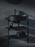 Консоль с раковиной Ravak Yard 60 матовая черная, раковина XJX0D260002 с отверстием под смеситель