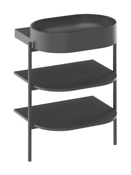 Консоль с раковиной Ravak Yard 60 матовая черная, раковина XJX0D260002 с отверстием под смеситель