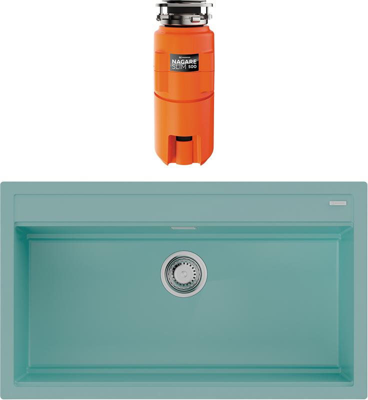 Комплект Мойка Omoikiri Kitagawa 86-LB-AZ azur blue + Измельчитель Nagare slim 500