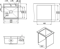 Мойка кухонная Granula Kitchen Space 5051, графит матовый