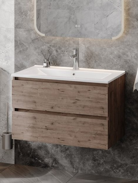 Тумба с раковиной Teymi Laina 80 темный дуб