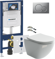Комплект Унитаз подвесной Ceramicanova Metropol CN4002 безободковый + Крепления Geberit Duofix 111.815.00.1 к стене + Звукоизоляция + Инсталляция UP 320 111.300.00.5 + Кнопка Sigma 01 115.770.JQ.5 лакированная, матовый хром