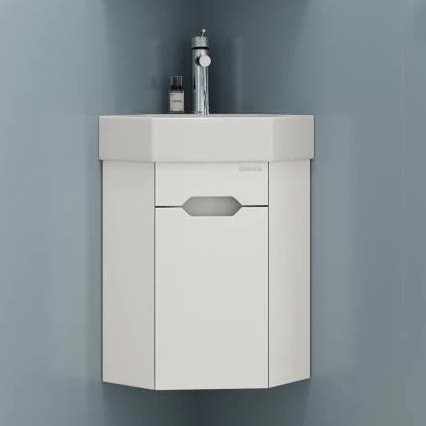 Тумба с раковиной Onika Айленд 35 подвесная, угловая, белая