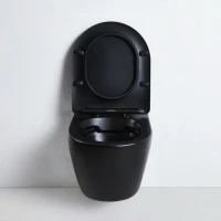 Комплект Унитаз подвесной BOND Oval F01-108 безободковый, с микролифтом, черный + Инсталляция TECE Now 9400414 4 в 1 с кнопкой смыва