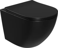 Комплект Унитаз подвесной BOND Oval F01-108 безободковый, с микролифтом, черный + Инсталляция TECE Now 9400414 4 в 1 с кнопкой смыва
