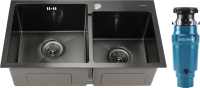 Комплект Мойка Melana S7240HB графит + Измельчитель Paulmark Intenso