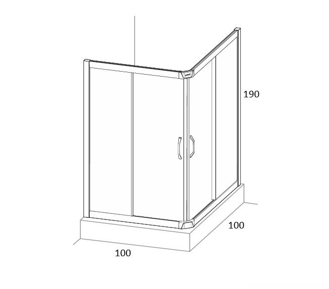 Душевой уголок Huppe X1 KY K K2S2 T 100х100, глянцевое серебро