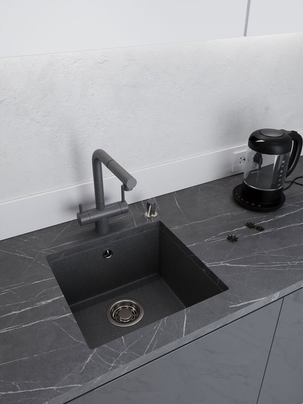 Мойка кухонная Emar Quartz EMQ-1455.P морион