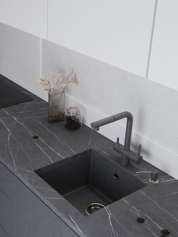 Мойка кухонная Emar Quartz EMQ-1455.P морион