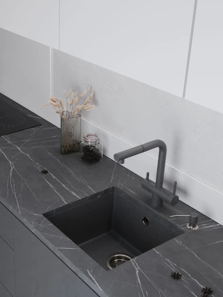Мойка кухонная Emar Quartz EMQ-1455.P морион