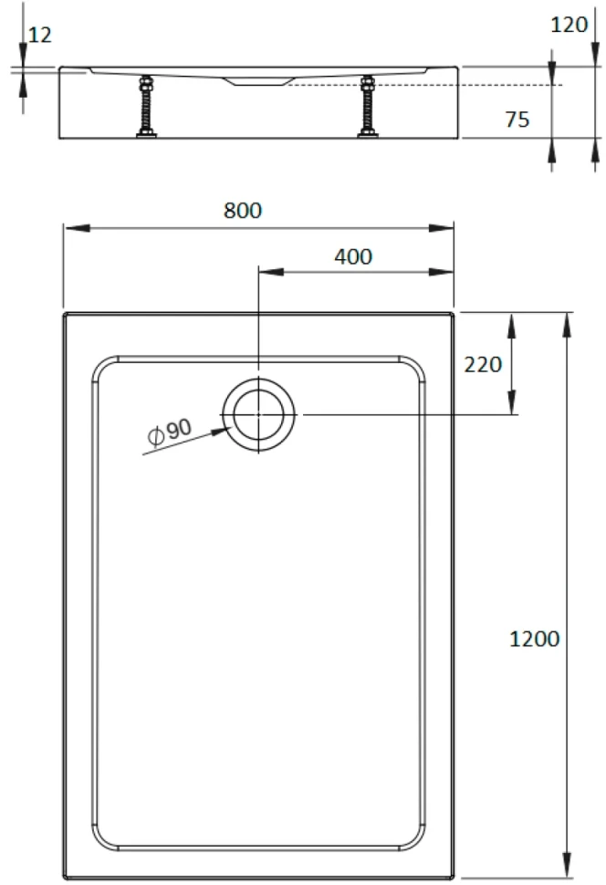 Поддон для душа Radaway Doros F Compact 120x80 с сифоном