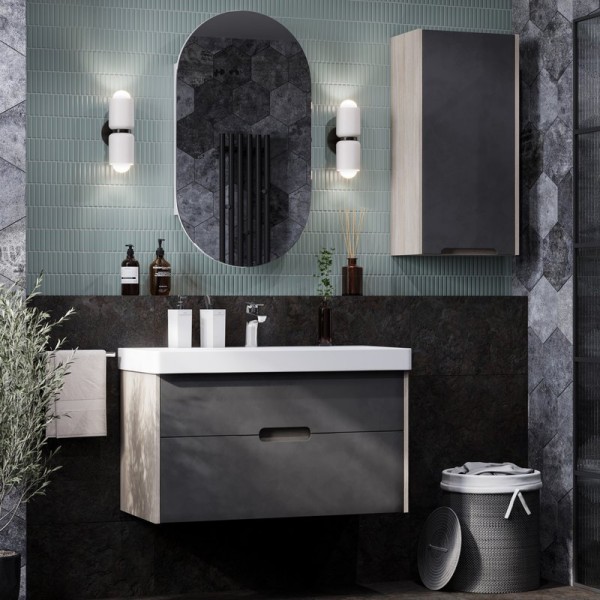 Мебель для ванной комнаты AQUATON Оливия 90 грей/дуб ойстер