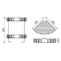 Полка Rose RW12H угловая, двойная, черная